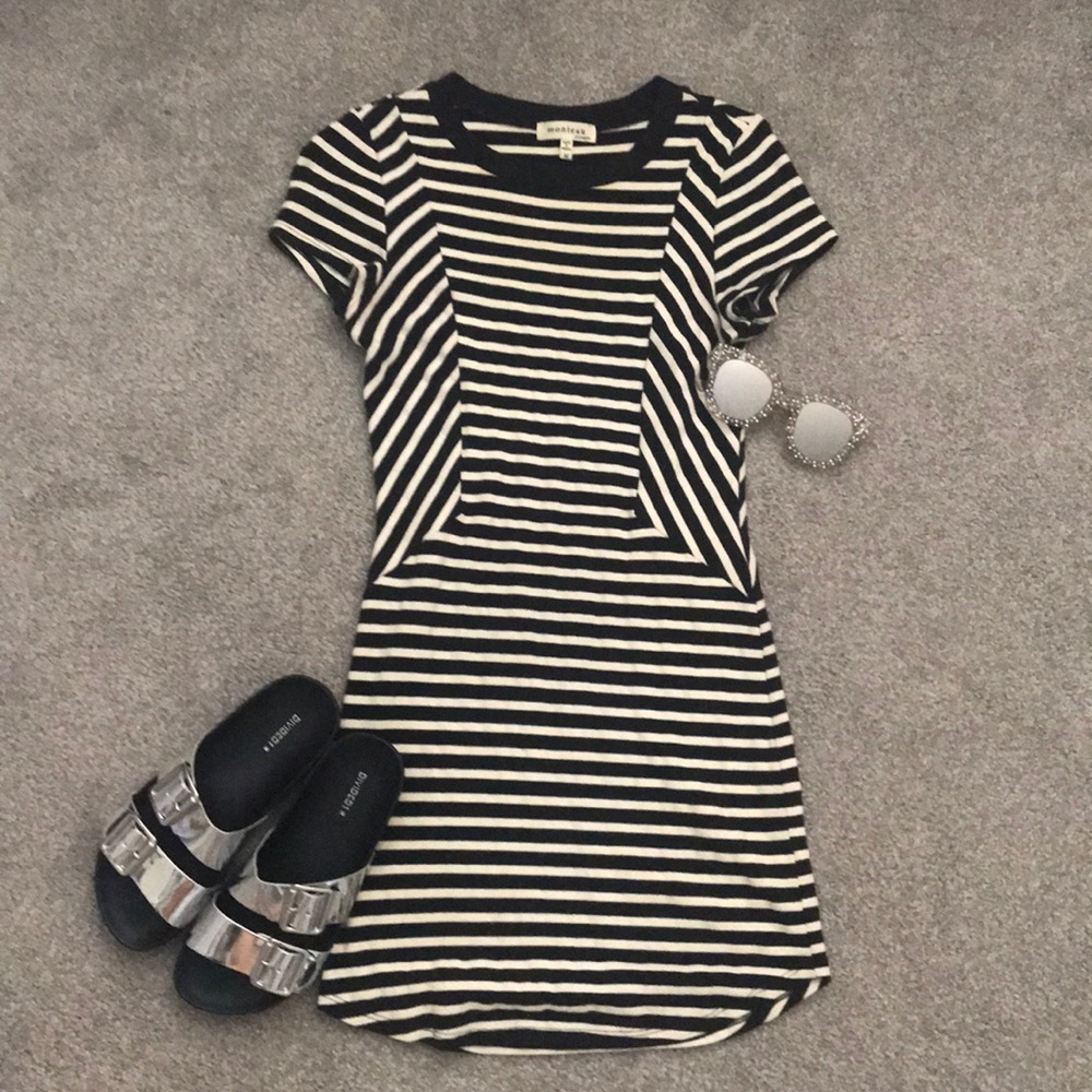 Black and white striped body con